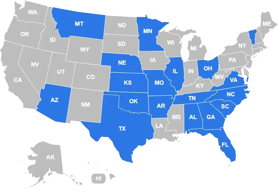 Kimberly is licensed to help individuals, families, and businesses in the following states.